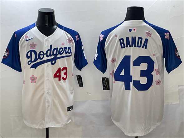 Men's Los Angeles Dodgers #43 Anthony Banda White Royal 2025 Tokyo Series Limited Stitched Baseball Jersey,We sell and wholesale Men's Los Angeles Dodgers #43 Anthony Banda White Royal 2025 Tokyo Series Limited Stitched Baseball Jersey on line form chian!